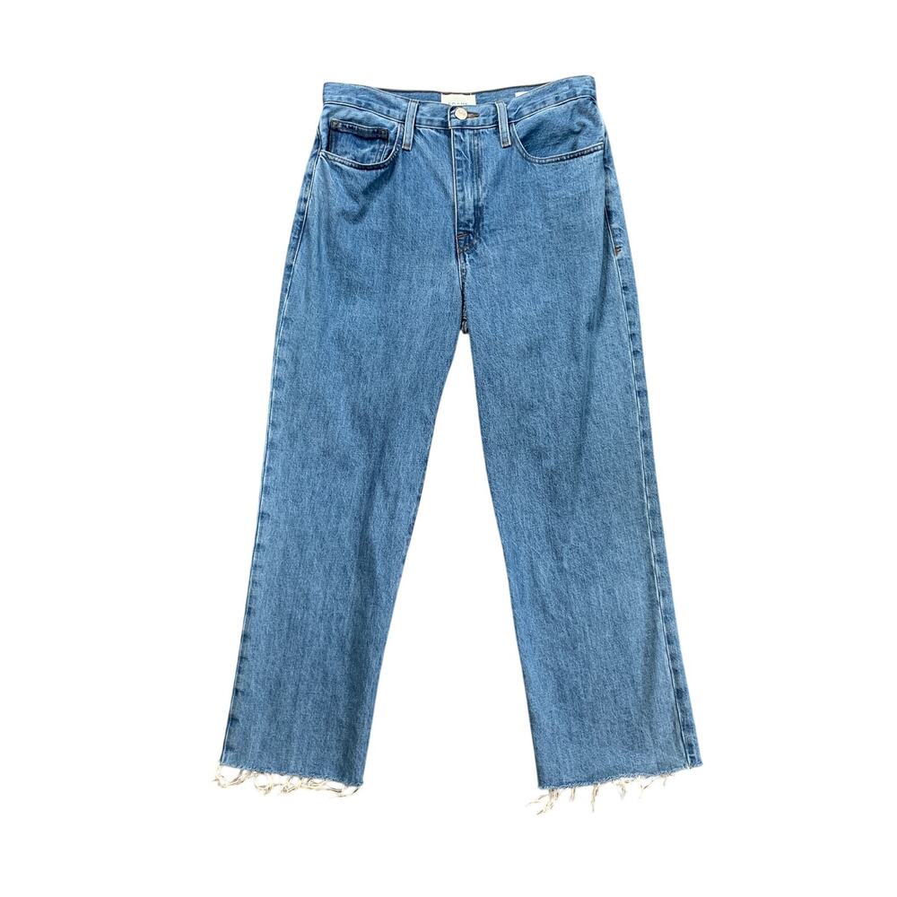 Frame Jeans Womens 28 Blue Le Jane Crop Straight Cut Off Hem High Rise Meadow
